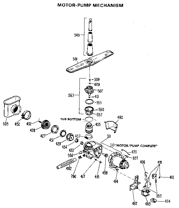 Kenmore 3631401590 pump and motor diagram
