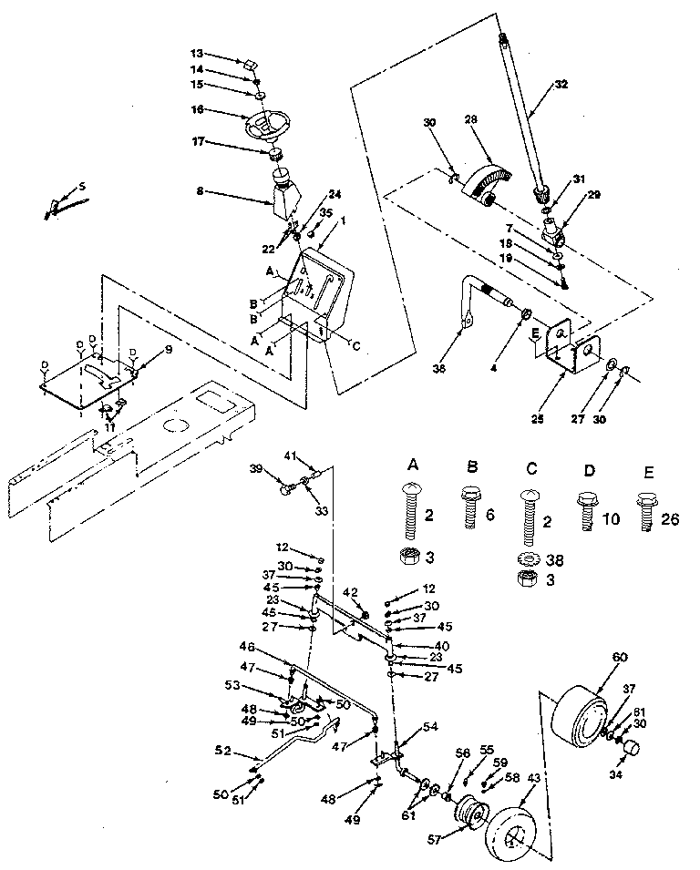 Craftsman 917254651 steering and front axle diagram