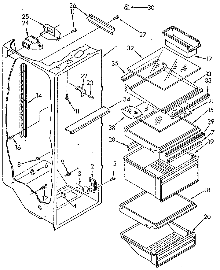 Kenmore 1069512380 refrigerator liner diagram