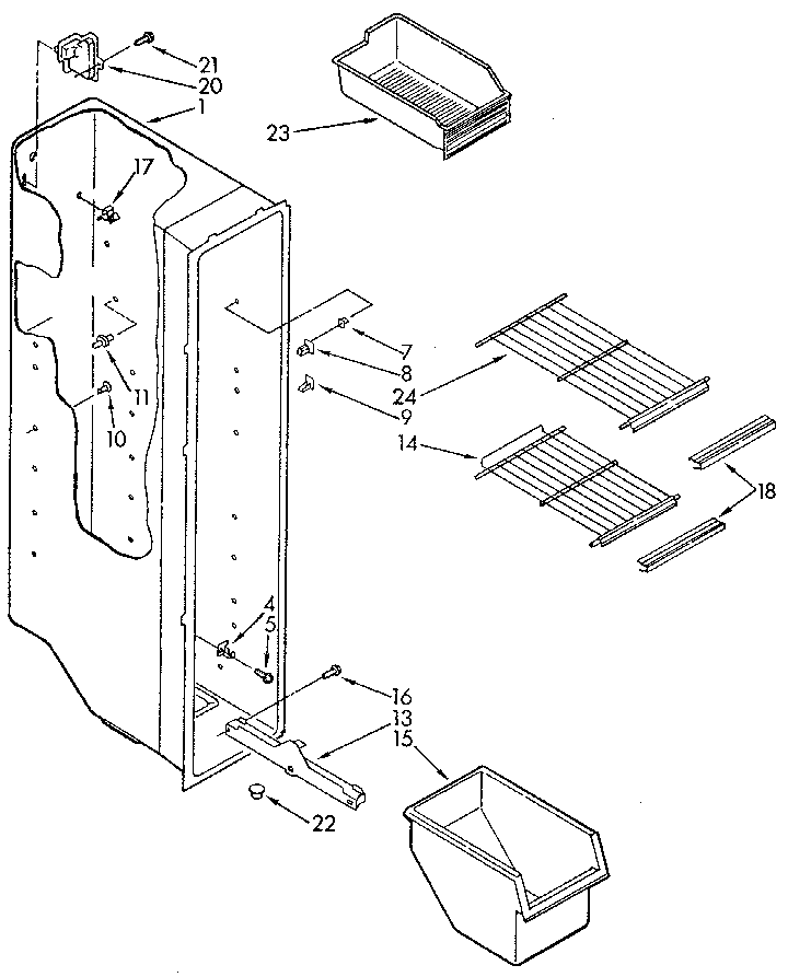 Kenmore 1069512380 freezer liner diagram
