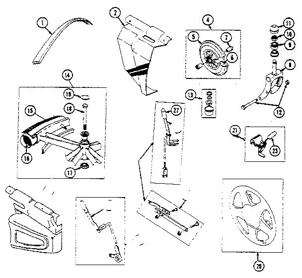 Everest & Jennings MARATHON 5MV clutches, wheels, forks diagram