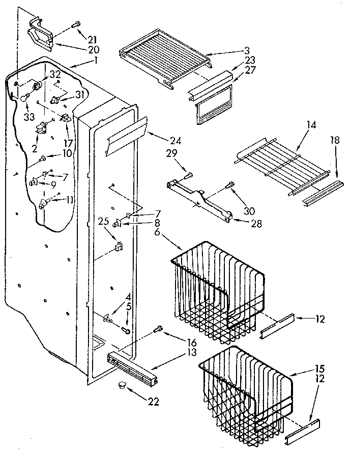 Kenmore 1069515780 freezer liner diagram