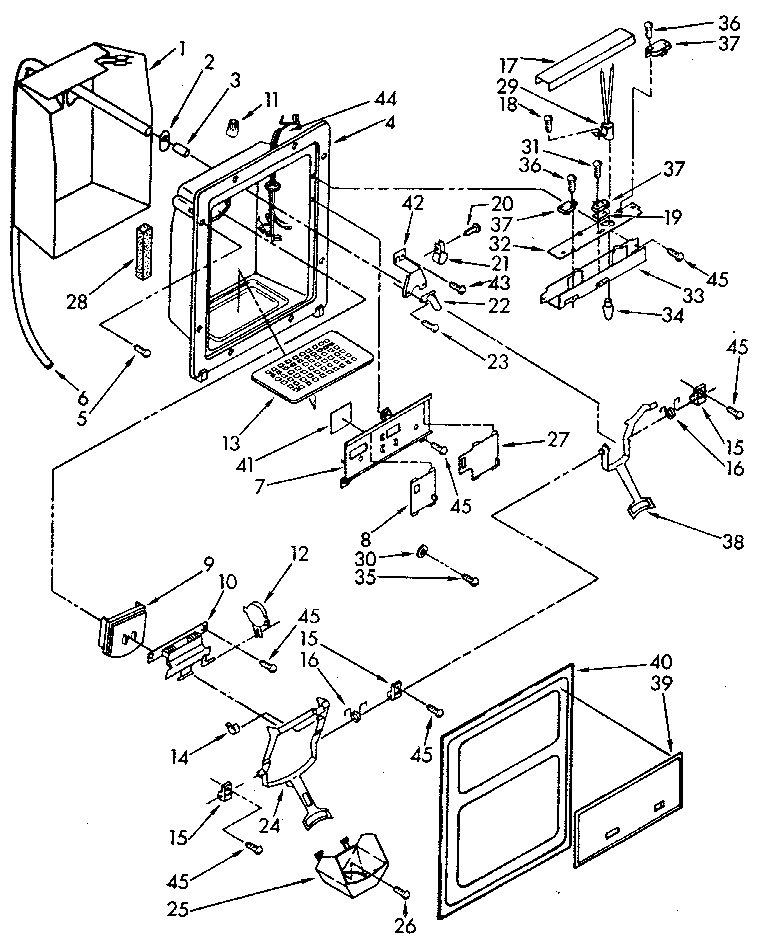Kenmore 1069515780 dispenser front diagram