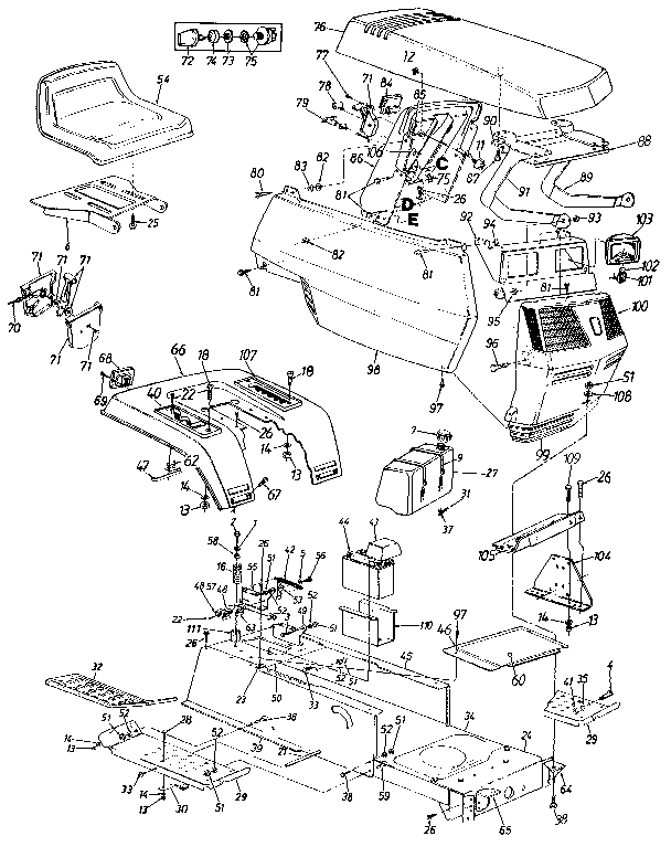 MTD 131784G lower frame diagram