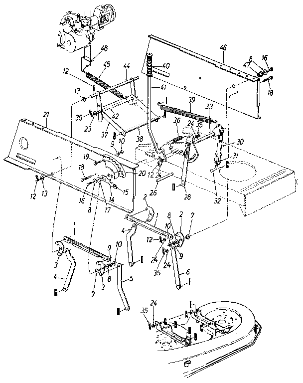 MTD 131784G upper frame diagram