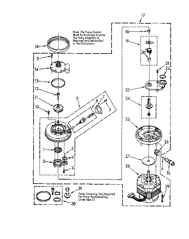 Kenmore 6651761590 pump and motor diagram