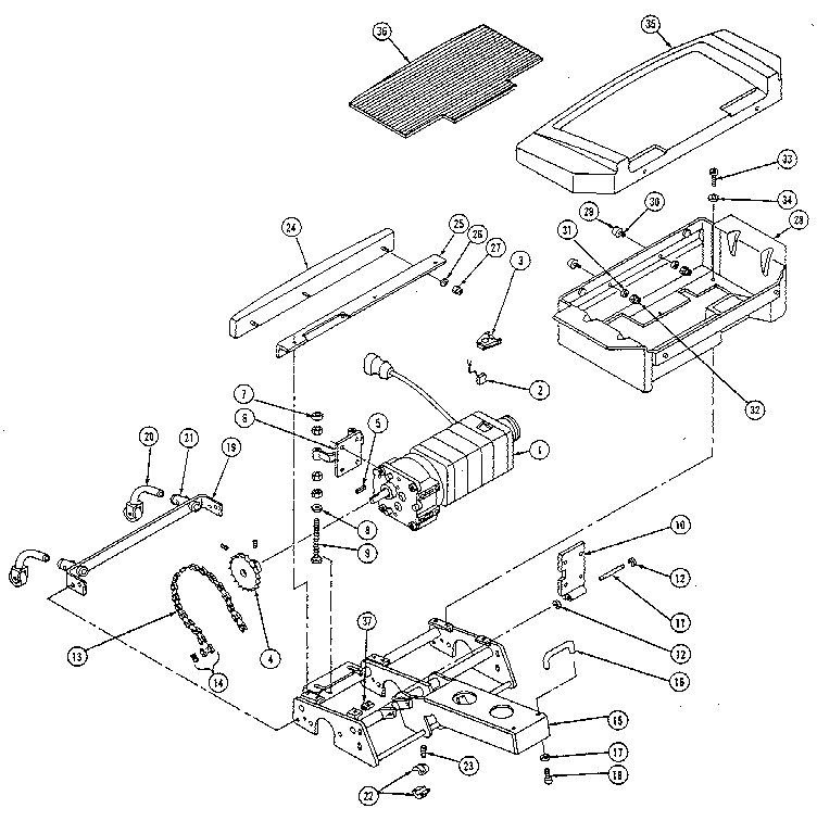 Everest & Jennings CARRETTE SCOOTER motor, rear frame diagram