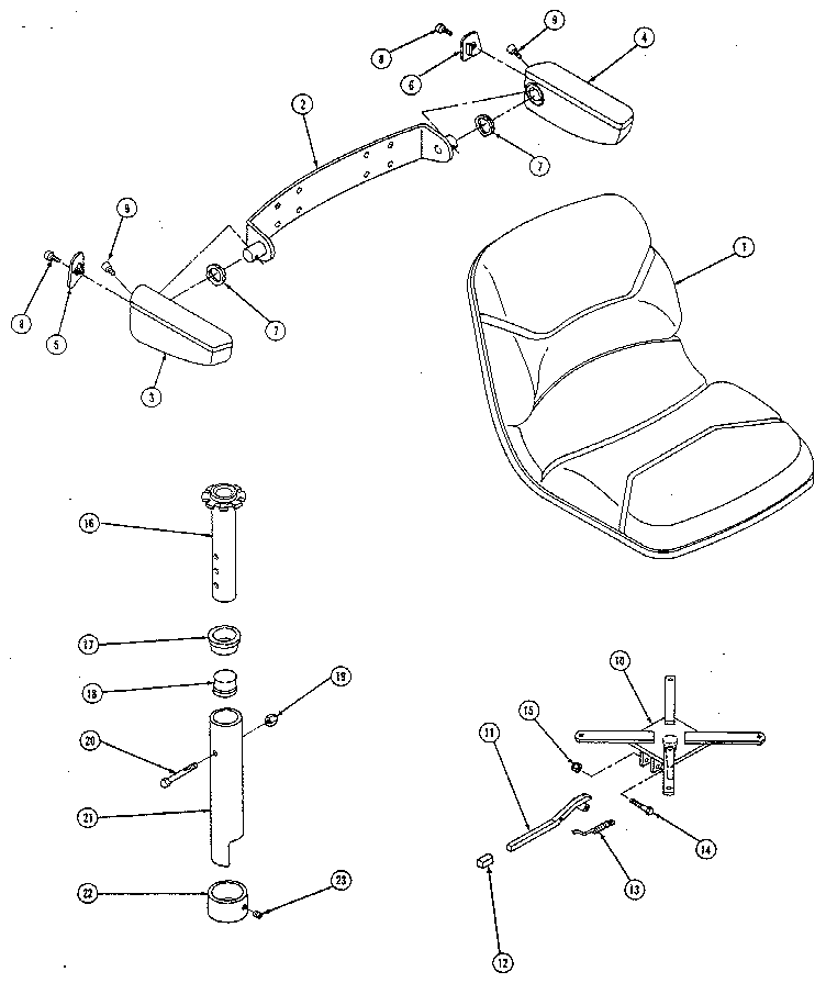 Everest & Jennings CARRETTE SCOOTER seat, arms diagram
