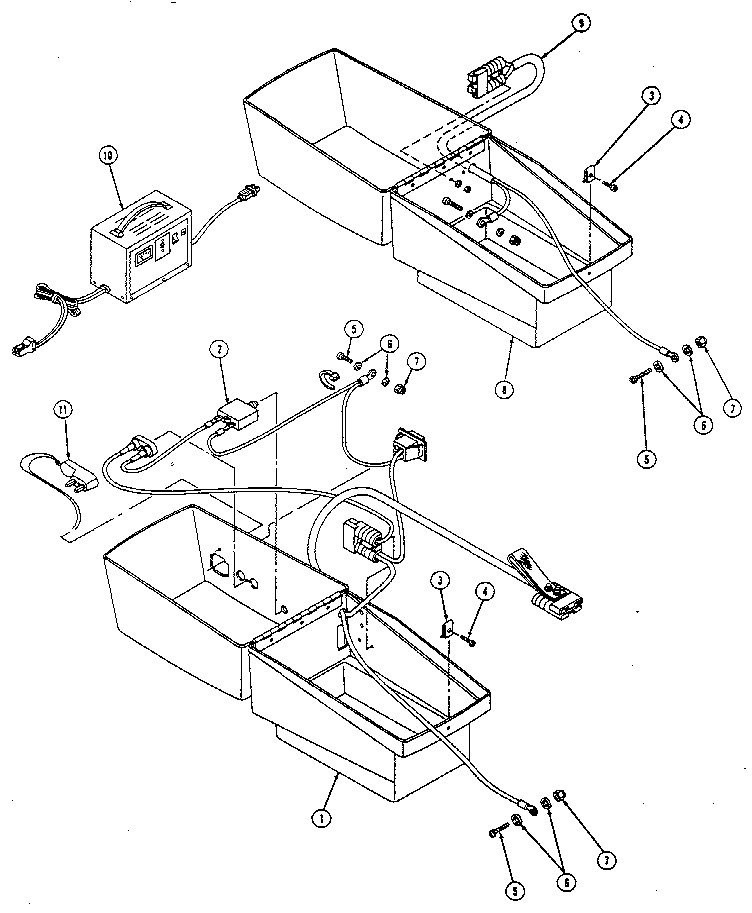 Everest & Jennings CARRETTE SCOOTER battery box, charger diagram