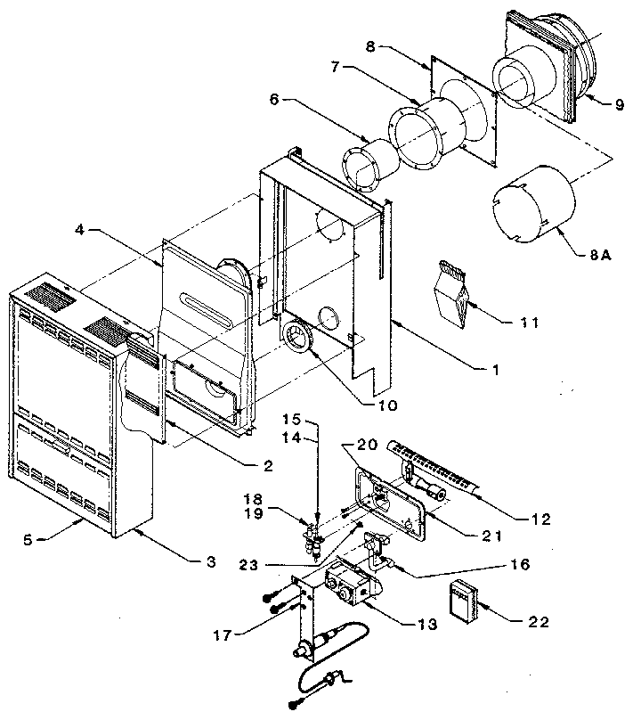 Williams 30DV-5B LPG cabinet and body assembly diagram