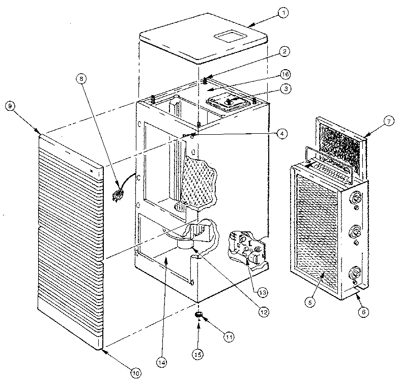Trion 442857-001 functional replacement parts diagram
