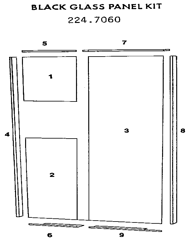 Kenmore 2247060 black glass panel kit 224.7060 diagram
