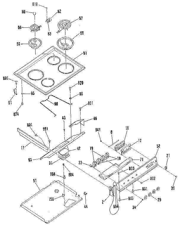 Kenmore 9114658816 main top section diagram