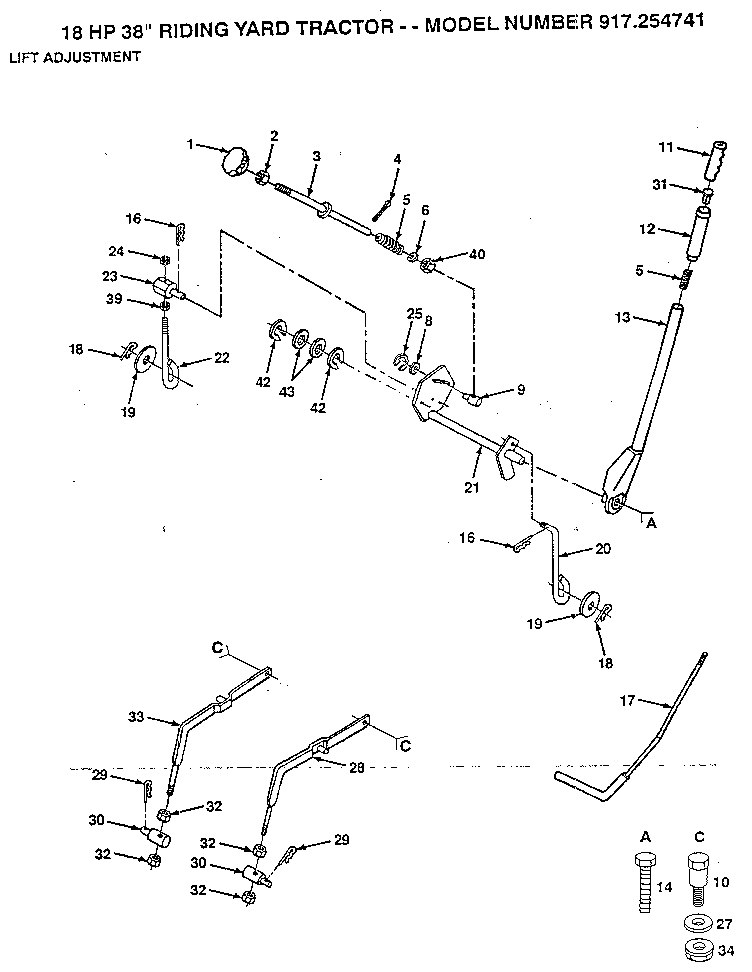 Craftsman 917254741 lift adjustment diagram