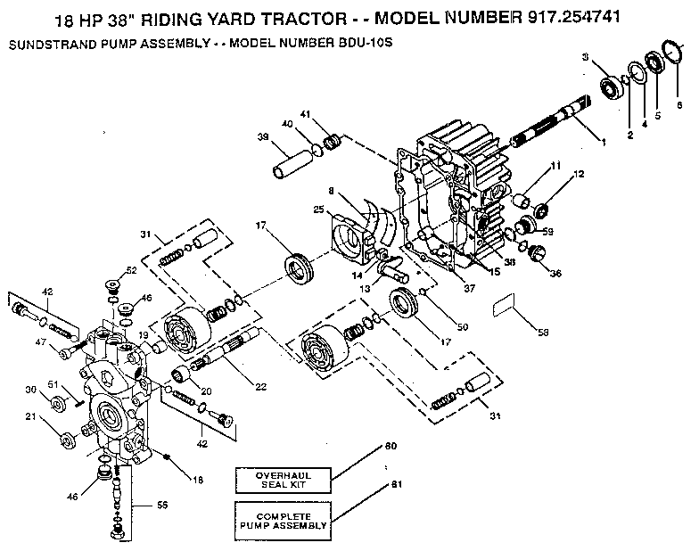 Craftsman 917254741 sundstrand pump assembly - model number bdu-10s diagram