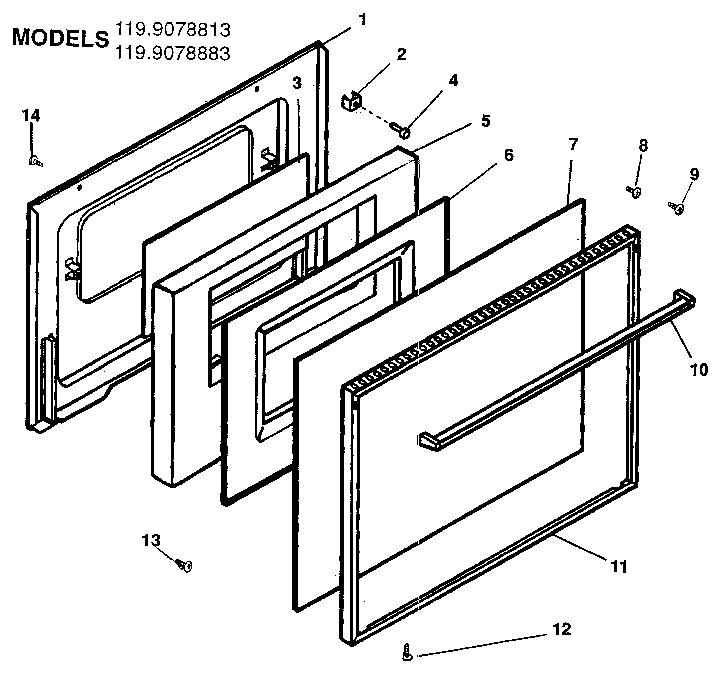 Kenmore 1199058813 oven door diagram