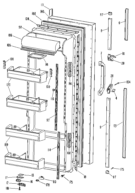 Kenmore 3639514781 fresh food door diagram