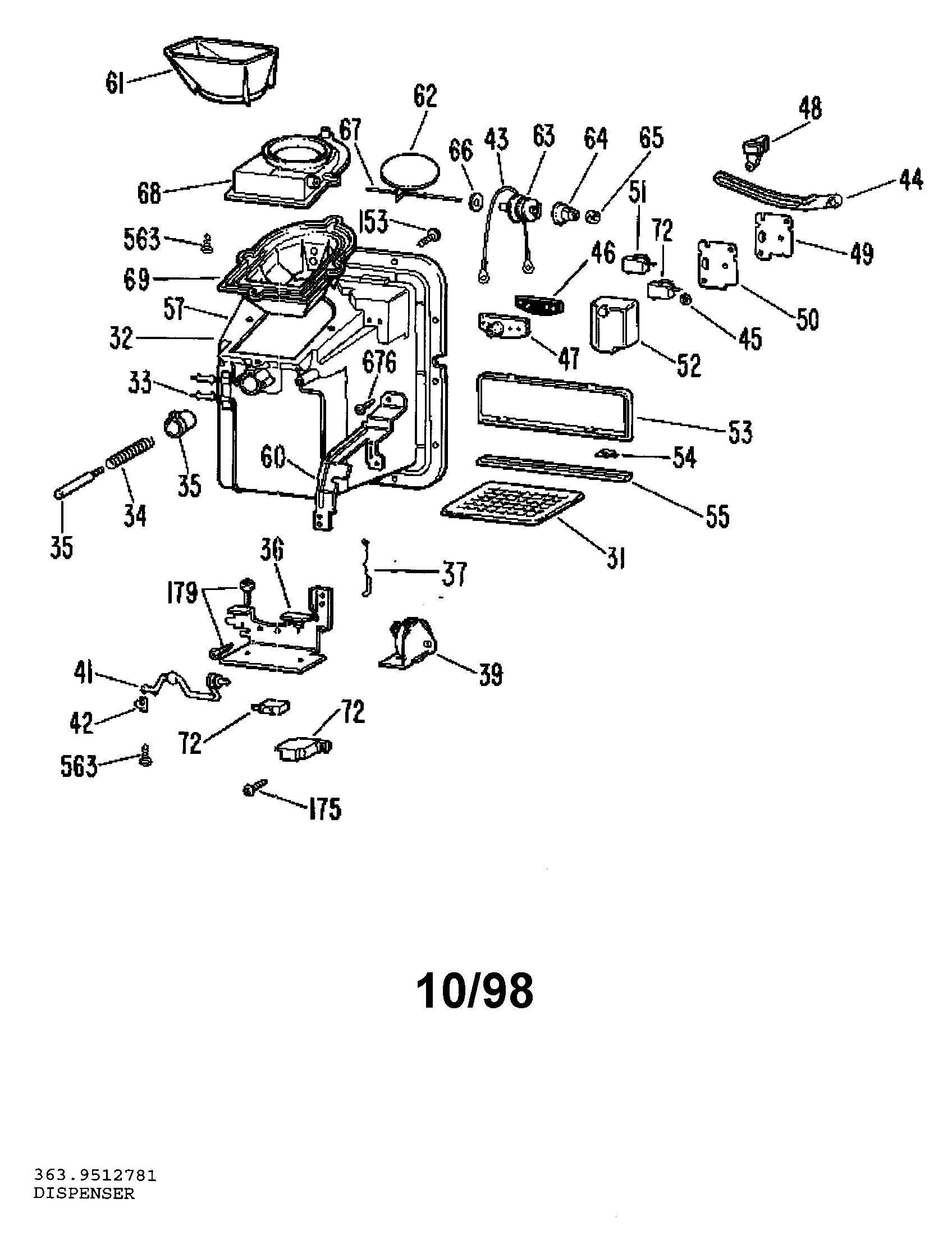 Kenmore 3639512711 dispenser diagram