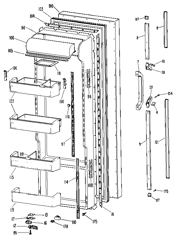 Kenmore 3639512711 fresh food door diagram