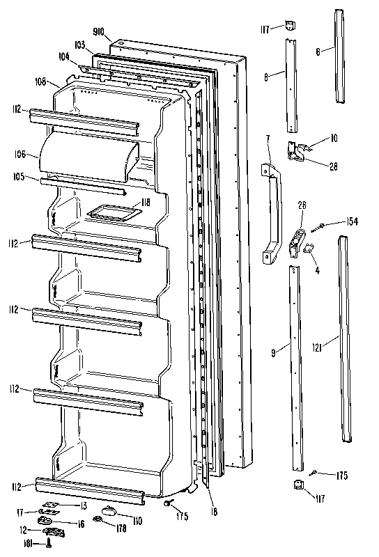 Kenmore 3639512481 fresh food door diagram