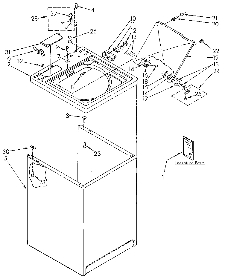 Kenmore 11092195500 top and cabinet diagram