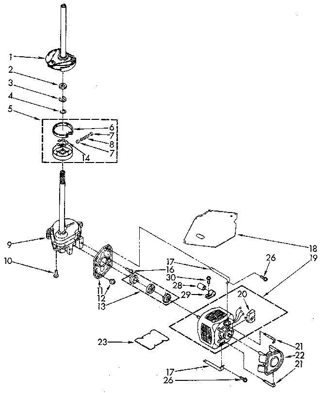 Kenmore 11092195500 brake, clutch, gearcase, motor and pump diagram