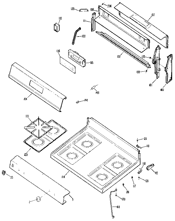 Kenmore 3627351590 main top section diagram