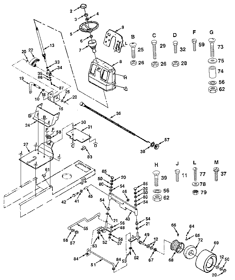 Craftsman 917257481 steering assembly diagram