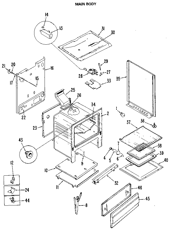 GE JGBP24GEJ9 main body diagram