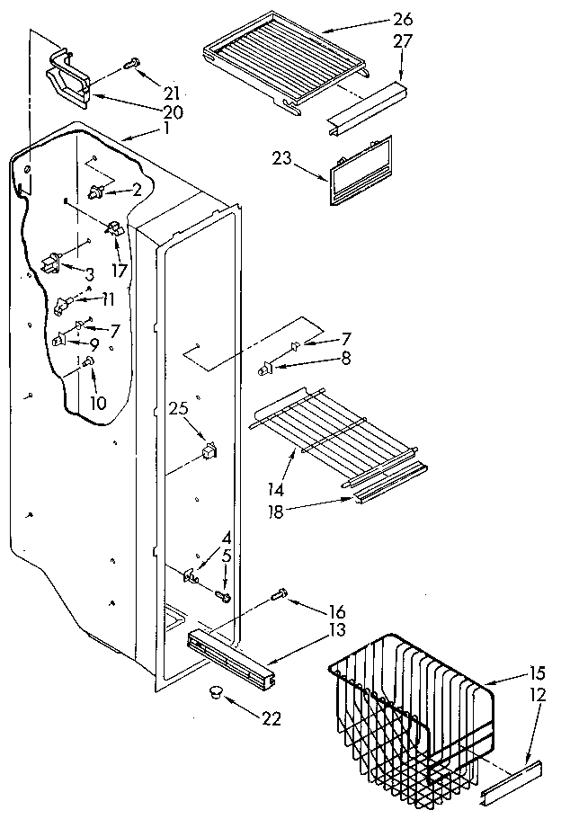 Kenmore 1069505512 freezer liner diagram