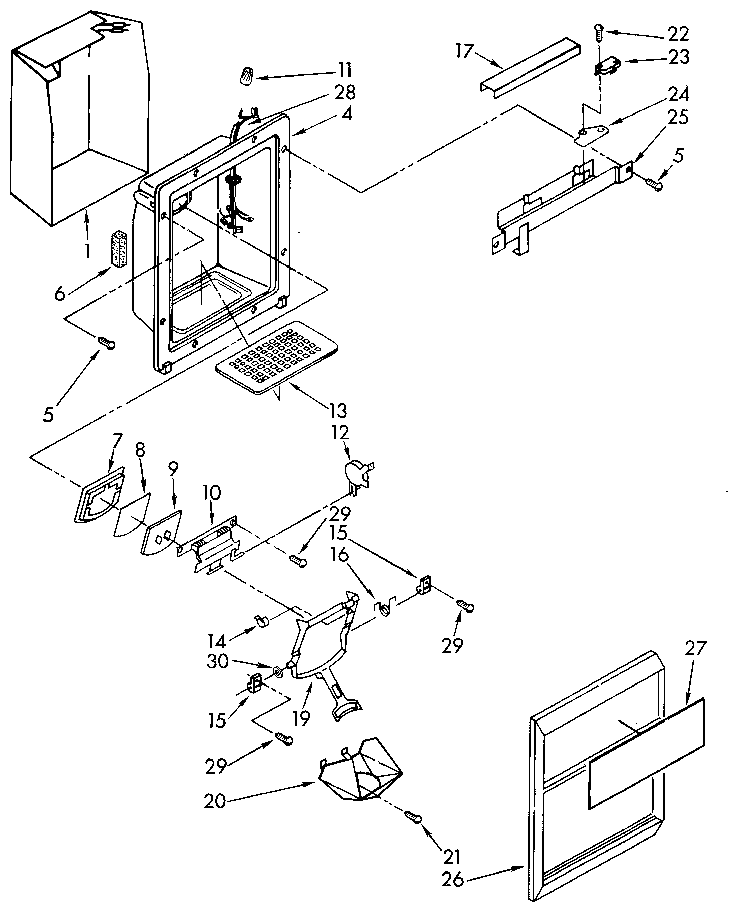 Kenmore 1069505512 dispenser front diagram