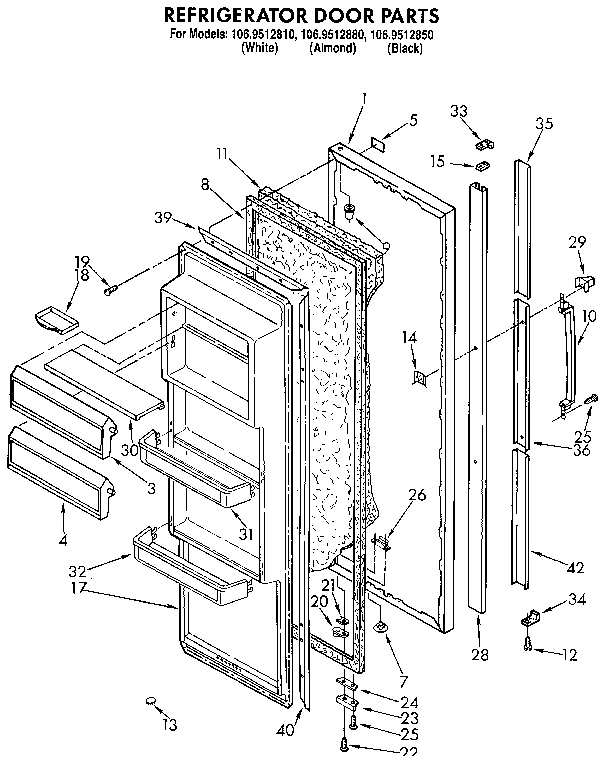 Kenmore 1069512810 refrigerator door diagram