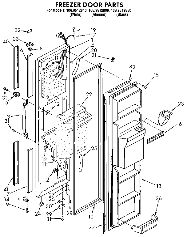 Kenmore 1069512810 freezer door diagram