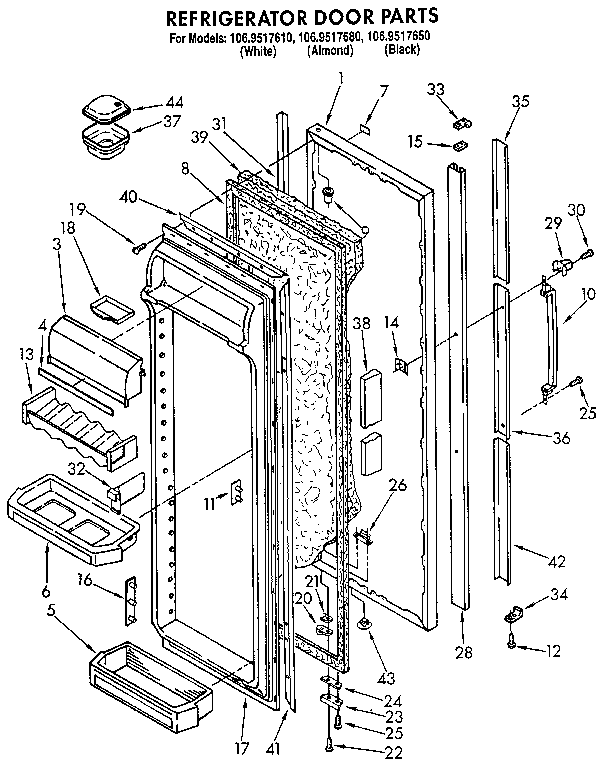 Kenmore 1069517610 refrigerator door diagram