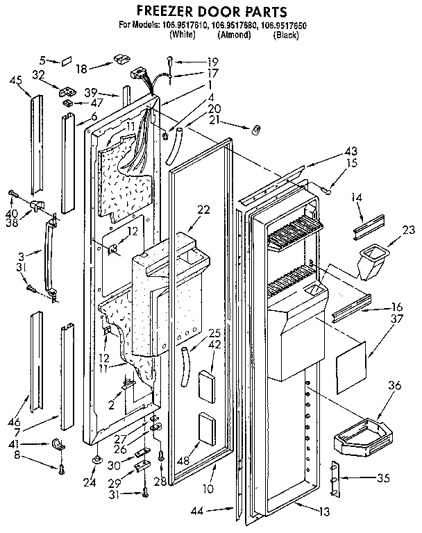 Kenmore 1069517610 freezer door diagram