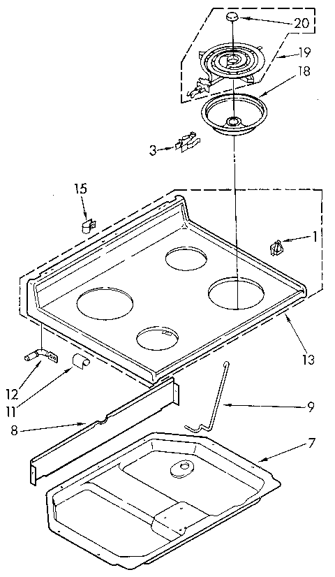 Whirlpool RF315PXXN0 cooktop diagram