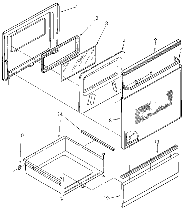 Whirlpool RF315PXXN0 door and drawer diagram