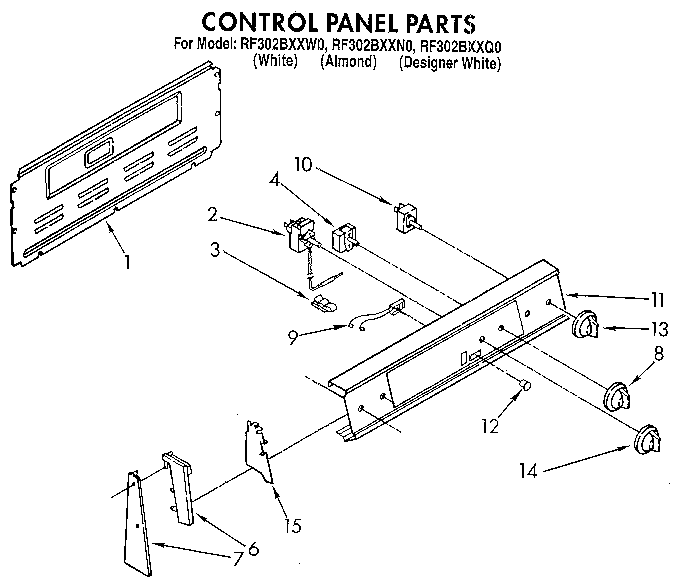 Whirlpool RF302BXXQ0 control panel diagram