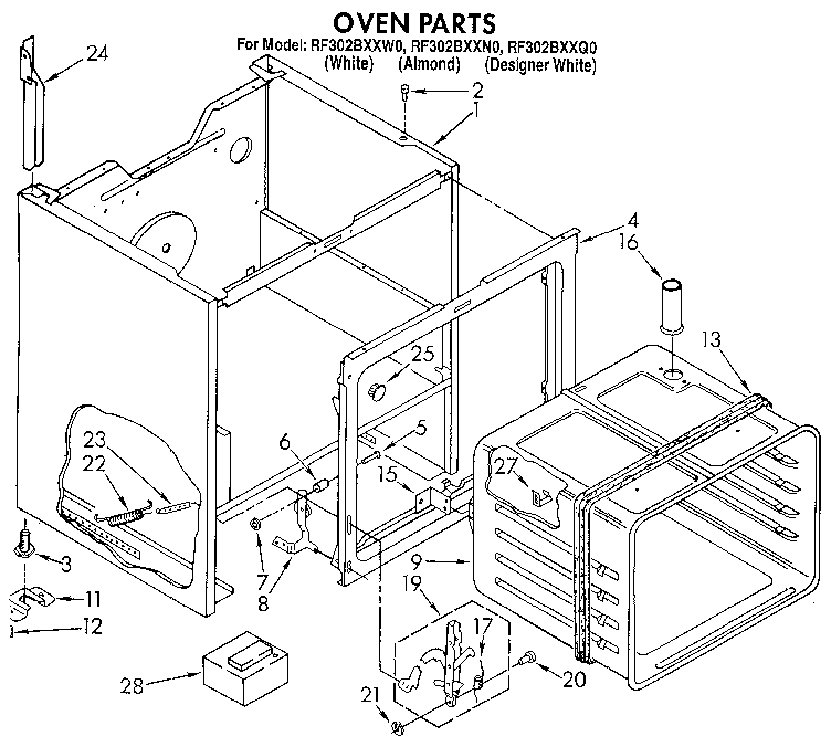 Whirlpool RF302BXXQ0 oven diagram