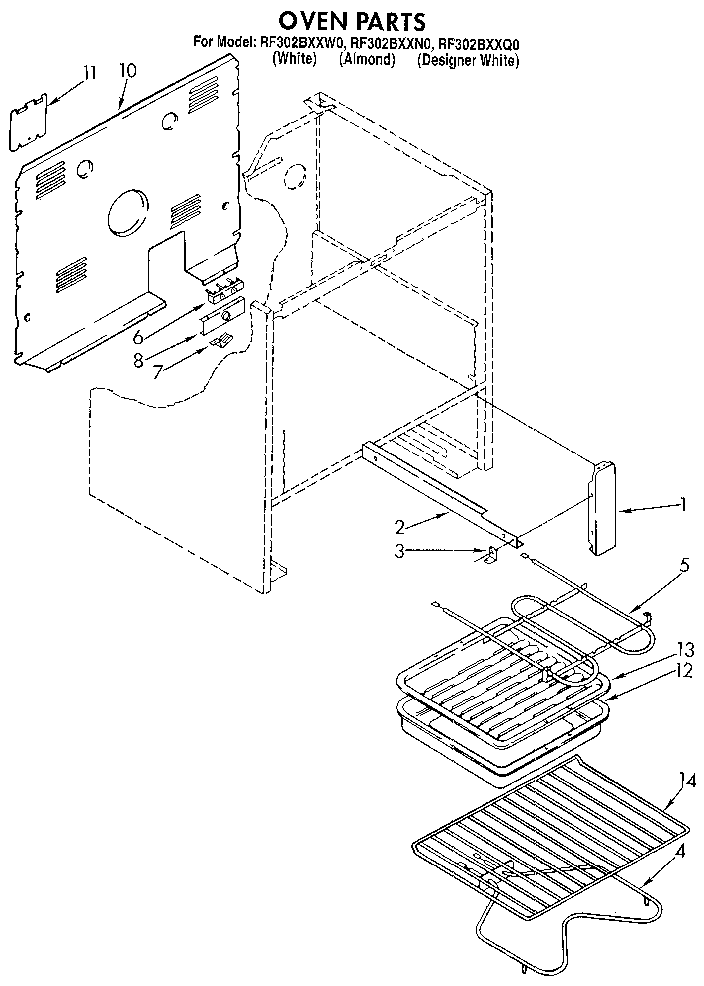 Whirlpool RF302BXXQ0 oven diagram