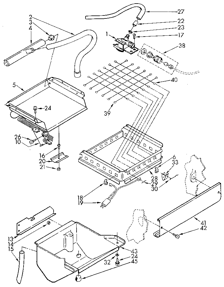 Kenmore 198887492 evaporator, ice cutter grid and water diagram