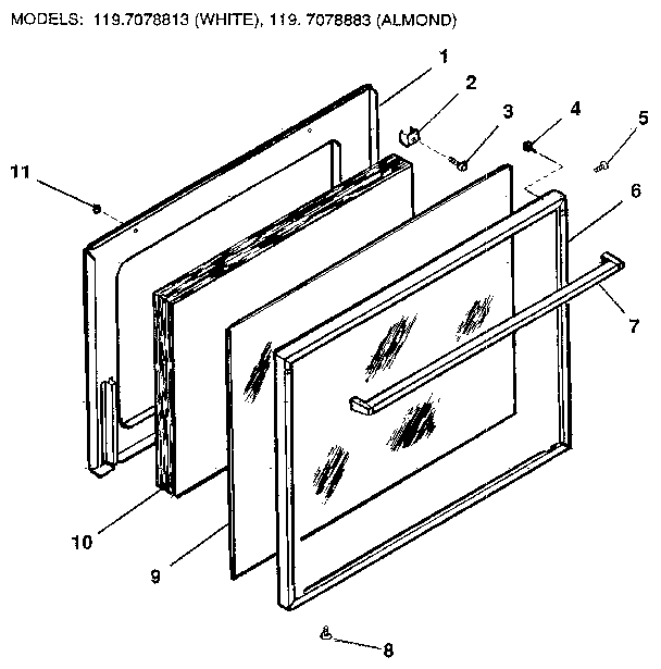 Kenmore 1197028812 oven door diagram