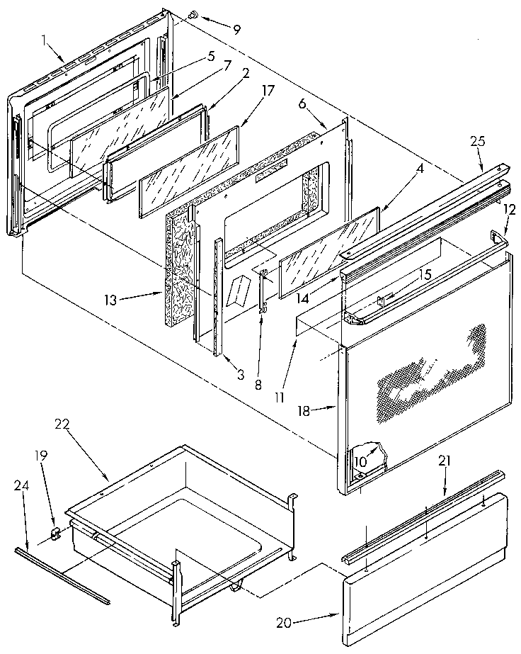 Whirlpool RF366PXXN0 door and drawer diagram
