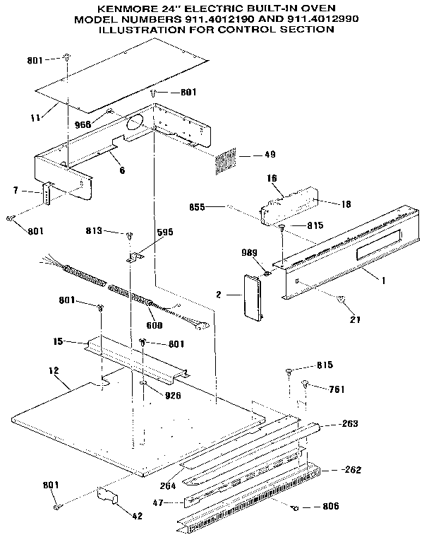 Kenmore 9114012990 control section diagram