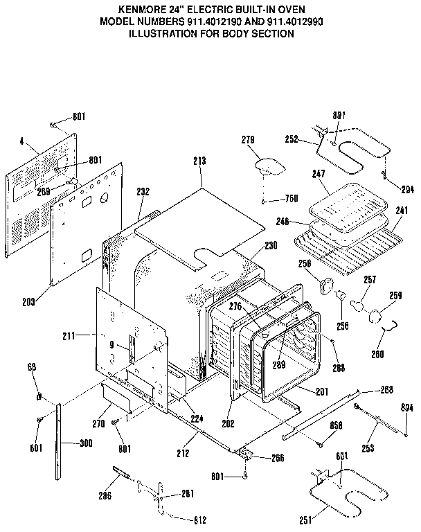 Kenmore 9114012990 body section diagram