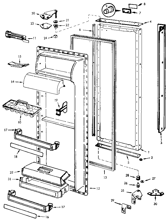 Jenn-Air JRSD225B/M9Q20A fresh food door diagram