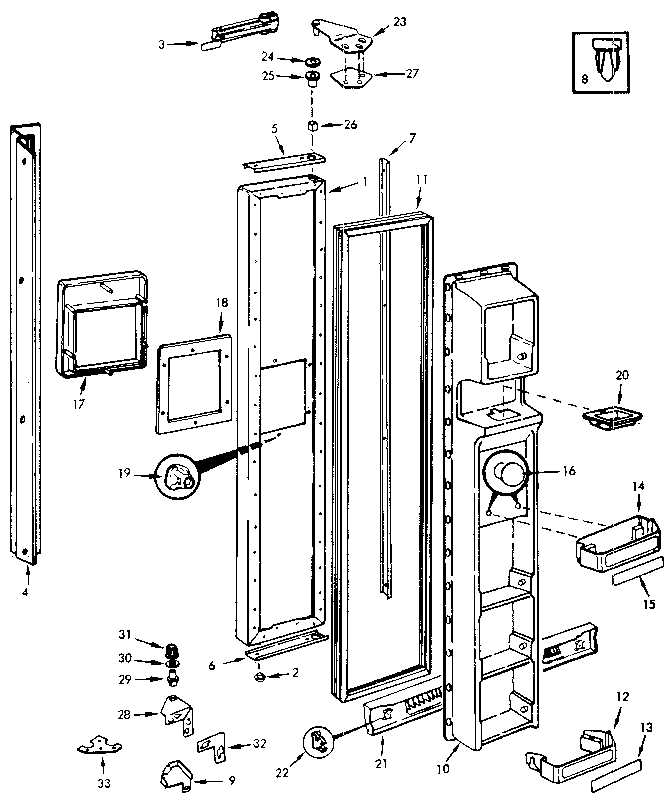 Jenn-Air JRSD225B/M9Q20A freezer door diagram