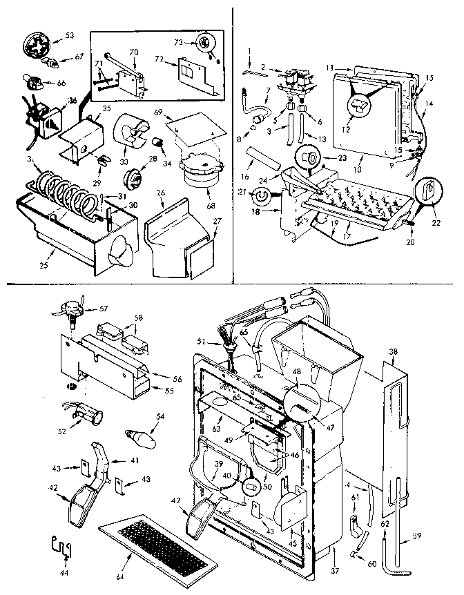 Jenn-Air JRSD225B/M9Q20A dispenser / ice bucket/ice maker diagram