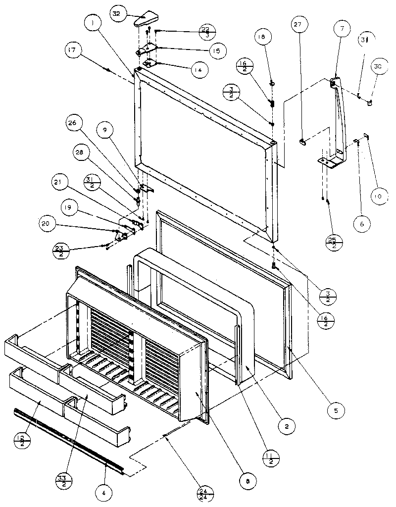 Amana 86868-P1116904W freezer door diagram
