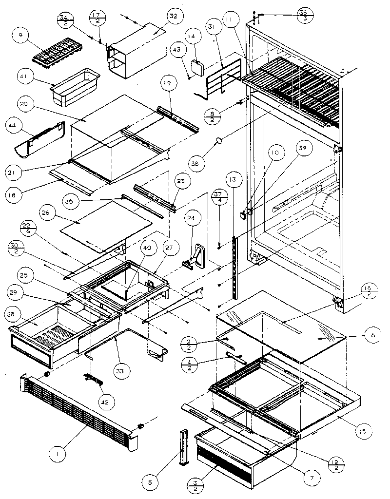 Amana 86868-P1116904W shelves and accessories diagram